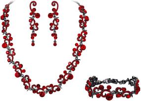 img 4 attached to 💍 Элегантный свадебный набор ожерелье-волна цветов, серьги и браслет: "EVER FAITH - Австрийское хрустальное украшение