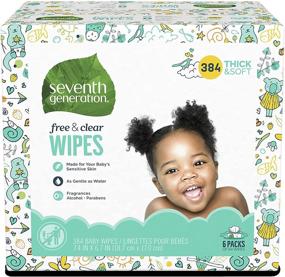 img 4 attached to 🧴 Seventh Generation Baby Wipes: 384 Count, Gentle on Sensitive Skin with Flip Top Dispenser