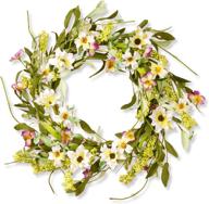 🌼 delicate elegance: national tree 20 inch floral branch wreath featuring white and yellow mixed flowers (ras-s8010) логотип