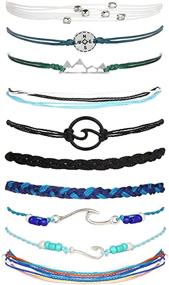 img 4 attached to 🌊 Cute Bracelets for Teen Girls: Long Tiantian Boho Beach Ocean Wave String Anklet Bracelet Set for Women - Adjustable and Ideal as Christmas Gifts