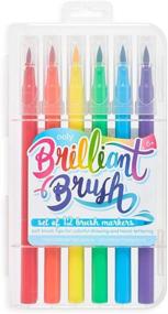 img 4 attached to 🌈 Набор ярких маркеров OOLY Brilliant Brush из 12 штук - каллиграфия, буквенное оформление и раскрашивание, мягкие тонкие кисточки