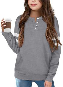 img 4 attached to Haloumoning Sleeve Shirts: Stylish Pullover Sweatshirts for Girls' Tops, Tees & Blouses