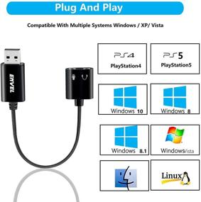 img 2 attached to 🎧 ENVEL USB to 3.5mm Audio Adapter: External Sound Card for PS4/PS5/PC/Laptop with Dual 3.5mm Jacks and Built-in Chip Mic-Supported Headphone Adapter (Black Pro)