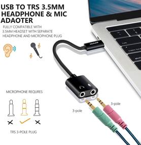 img 1 attached to 🎧 ENVEL USB to 3.5mm Audio Adapter: External Sound Card for PS4/PS5/PC/Laptop with Dual 3.5mm Jacks and Built-in Chip Mic-Supported Headphone Adapter (Black Pro)