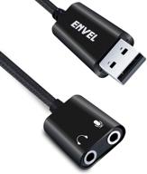 🎧 envel usb to 3.5mm audio adapter: external sound card for ps4/ps5/pc/laptop with dual 3.5mm jacks and built-in chip mic-supported headphone adapter (black pro) logo