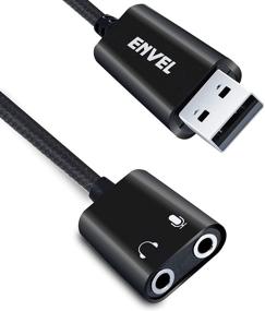 img 4 attached to 🎧 ENVEL USB to 3.5mm Audio Adapter: External Sound Card for PS4/PS5/PC/Laptop with Dual 3.5mm Jacks and Built-in Chip Mic-Supported Headphone Adapter (Black Pro)
