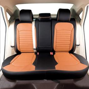 img 1 attached to Индивидуальные чехлы для автомобильных сидений EKR Custom Fit Full Set для модели Nissan Rogue(не для модели) 2014 2015 2016 2017 2018 2019 2020 - кожзам (песочного цвета)