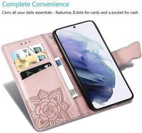 img 2 attached to 🦋 DiGPlus Galaxy S21 5G Wallet Case, [Butterfly & Flower Embossed] Rose Gold PU Leather Flip Phone Cover with Card Slots and Kickstand for Samsung Galaxy S21 6.2-Inch