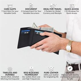 img 1 attached to Stylish and Secure: Slim Leather RFID Trifold Men's Wallet and Money Organizer in Men's Accessories