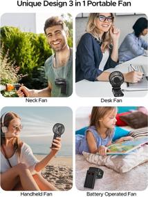 img 3 attached to 🌬️ 4000mAh Portable Handheld Fan with 15hr Battery Life, Strong Wind, Lanyard & LCD – Mini Personal Fan Ideal for Office, Hiking, Camping, and Travel – Foldable Design, 4-Speeds