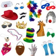 🎉 funny party hats photo booth props - 18 piece assorted photo booth kit for parties (adult props included) logo