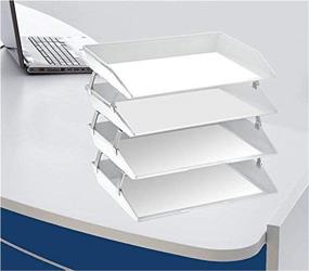 img 1 attached to 📚 Acrimet 4 Tier Letter Tray Side Load Plastic Desktop File Organizer (White Color) for Efficient Organization