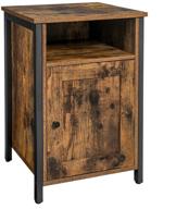 industrial rustic brown nightstand with storage - adjustable shelf, steel frame, door - vasagle bedside table (model: ulet065b01) логотип