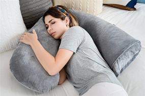 img 1 attached to 🤰 Grey Velvet NiSleep Pregnancy Pillow - L-Shaped Maternity Body Pillow for Pregnant Women with Included Pillowcase