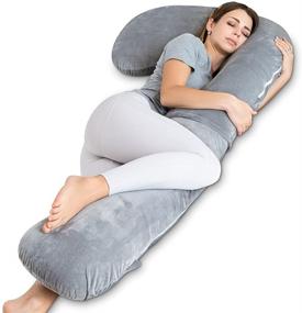 img 4 attached to 🤰 Grey Velvet NiSleep Pregnancy Pillow - L-Shaped Maternity Body Pillow for Pregnant Women with Included Pillowcase