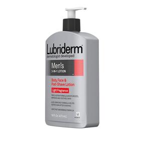 img 2 attached to 🧴 Lubriderm Men's 3-In-1 Lotion: Soothing Aloe Enriched, Non-Greasy Moisturizer for Body and Face, Lightly Fragranced - 16 fl. oz