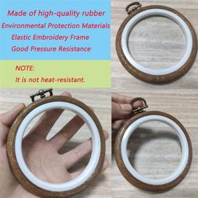 img 1 attached to Semetall Rubber Embroidery Hoop Set: 4 Inch Imitation Wood Rings, Ideal for Cross Stitch and Vintage Fabric Embroidery (Pack of 4)