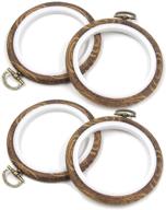 semetall rubber embroidery hoop set: 4 inch imitation wood rings, ideal for cross stitch and vintage fabric embroidery (pack of 4) logo