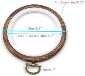 img 3 attached to Semetall Rubber Embroidery Hoop Set: 4 Inch Imitation Wood Rings, Ideal for Cross Stitch and Vintage Fabric Embroidery (Pack of 4)