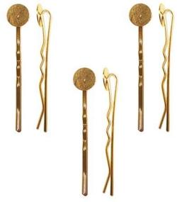 img 1 attached to 📎 Glue Pad 10mm Bobby Pins - 6-Piece Metal Hair Accessories in 22K Gold from Beadaholique