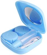 👁️ travel-friendly light blue cute mini contact lens case with easy carry mirror - compact container holder kit logo