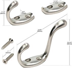 img 2 attached to 🔗 Double Your Hanging Space with 2 Pack Rok Hardware Heavy Duty Brushed Nickel Double Hooks for Towels, Robes, Coats & More!