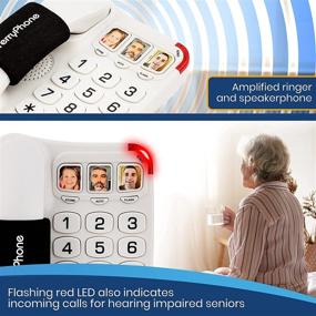 img 2 attached to 📞 Enhanced Corded Landline Telephone for Seniors with Large Button & One-Touch Dialling - Ideal for Visually Impaired - Amplified Ringer & Loud Speaker for Hearing Impaired - Ergonomic Design with Non-Slip Grip