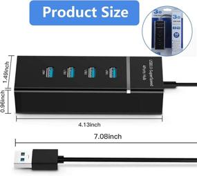 img 3 attached to Portable 4 Port USB Hub Adapter with LED Indicator for Keyboard, Mouse, Printer, USB Fan, Lamp, Camera, Flash Drives, Mobile Hard Disk, and More - Micro USB 3.0 Hub Multiport Adapter (Black)
