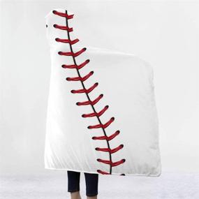 img 2 attached to 🧥 Irisbell Hooded Blanket Throw Wrap: Stay Warm and Cozy with this Baseball Softball Soccer Wearable Blanket Sherpa Poncho Cloak Hooded 60''H x 80''W (Baseball, 80'' x 60'')