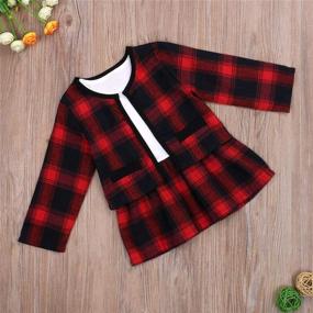 img 3 attached to 👗 Adorable Knit Sweater Dress for Toddler Baby Girls - Solid Color Ruffle Long Sleeve Dresses - Top Choice for Fall/Winter Warmth - Trendy Outfits