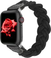 🌸 wearlizer женский эластичный плетеный одиночный петелька для apple watch - стильный и растяжимый тканевый заменительный браслет - совместим с iwatch series se 7 6 5 4 3 2 1 - 38 мм 40 мм 41 мм 42 мм 44 мм 45 мм логотип