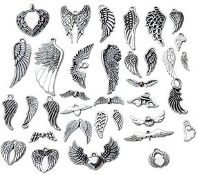 img 4 attached to 36pcs Angel Wing Charms for Crafting & Jewelry Making: YYaaloa Pack of Assorted DIY Pendant Accessories