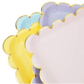 img 2 attached to 🍽️ 48 Pack of 9 Inch Pastel Paper Plates with Scalloped Gold Foil for Enhanced SEO