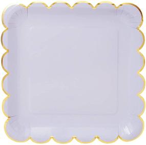 img 1 attached to 🍽️ 48 Pack of 9 Inch Pastel Paper Plates with Scalloped Gold Foil for Enhanced SEO