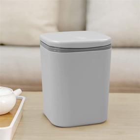 img 1 attached to 🗑️ 0.5 Gallon Mini Plastic Garbage Can from Begale - Round Tiny Trash Can with Lid in Gray