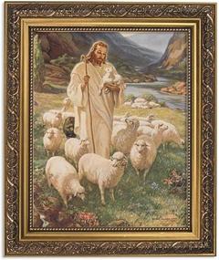 img 1 attached to 🖼️ Gerffert Collection Lord is My Shepherd: Ornate Gold Tone Religious Framed Portrait Print