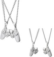 🎮 game controller couples friendship necklace set - hip hop magnetic matching best friend necklaces for him and her logo