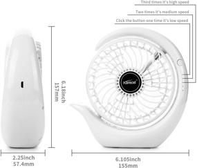 img 1 attached to 🔋 Rechargeable Mini Desk Fan - 3 Speeds USB Personal Fan, Portable Small Table Quiet Fan with Long Lasting Battery, Powerful Wind - Ideal for Travel, Camping, Office, Home