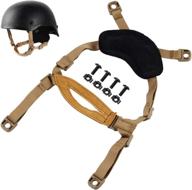 🔒 helmet chin strap 4 points: strong & secure attachment for tactical fast/mich/ibh kevlar bump helmets, x-nape suspension system with bolts and screws in black/tan логотип