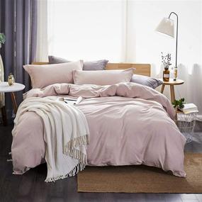 img 4 attached to Dreaming Wapiti Queen Duvet Cover Set - 100% Washed Microfiber, Solid Color (Pink Mocha) - Soft and Breathable Bedding with Zipper Closure & Corner Ties - 3 Pieces