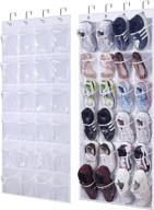 aooda large pockets, hanging shoe organizer over the door shoe bag rack closet storage 2 packs (white) - clear логотип