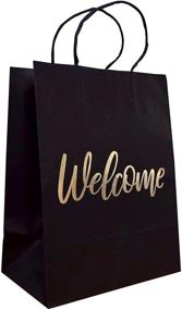 img 4 attached to 🛍️ Premium Wedding Welcome Bags: 24-Count Elegant Kraft Paper Gift Bags with Embossed 'Welcome' Design in Silver/Gold Foil - 4.75"x 8"x 10.25" Inches (Black with Gold Lettering)