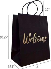 img 3 attached to 🛍️ Premium Wedding Welcome Bags: 24-Count Elegant Kraft Paper Gift Bags with Embossed 'Welcome' Design in Silver/Gold Foil - 4.75"x 8"x 10.25" Inches (Black with Gold Lettering)