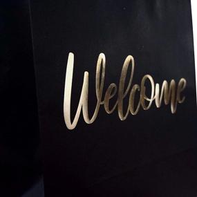 img 2 attached to 🛍️ Premium Wedding Welcome Bags: 24-Count Elegant Kraft Paper Gift Bags with Embossed 'Welcome' Design in Silver/Gold Foil - 4.75"x 8"x 10.25" Inches (Black with Gold Lettering)