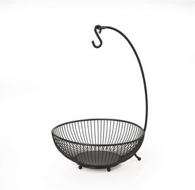 img 2 attached to Gourmet Basics Mikasa Spindle Adjustable 2-Tier Basket with Banana Hook, Black & Gold Antiquing