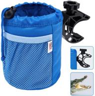 🍹 kemimoto cup holder with alligator clip – oxford fabric drink can holder for boats, motorcycles, wheelchairs and more - blue logo