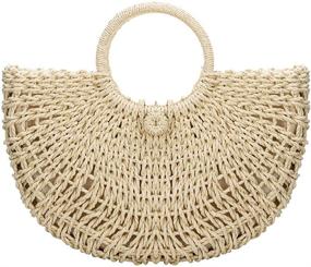 img 4 attached to Rattan Crossbody Handwoven Natural Shoulder Women's Handbags & Wallets and Shoulder Bags