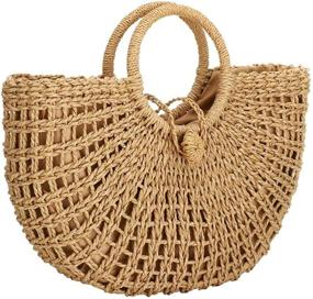 img 1 attached to Rattan Crossbody Handwoven Natural Shoulder Women's Handbags & Wallets and Shoulder Bags