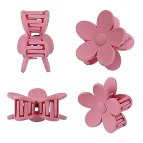 img 1 attached to 🌺 Set of 6 Flower Shaped Matte Hair Claw Clips - Non-Slip, Strong Hold Plastic Accessories for Women & Girls