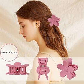 img 3 attached to 🌺 Set of 6 Flower Shaped Matte Hair Claw Clips - Non-Slip, Strong Hold Plastic Accessories for Women & Girls